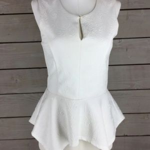 White Peplum Top